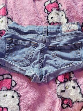 True Religion Light Blue Denim Cutoff Shorts